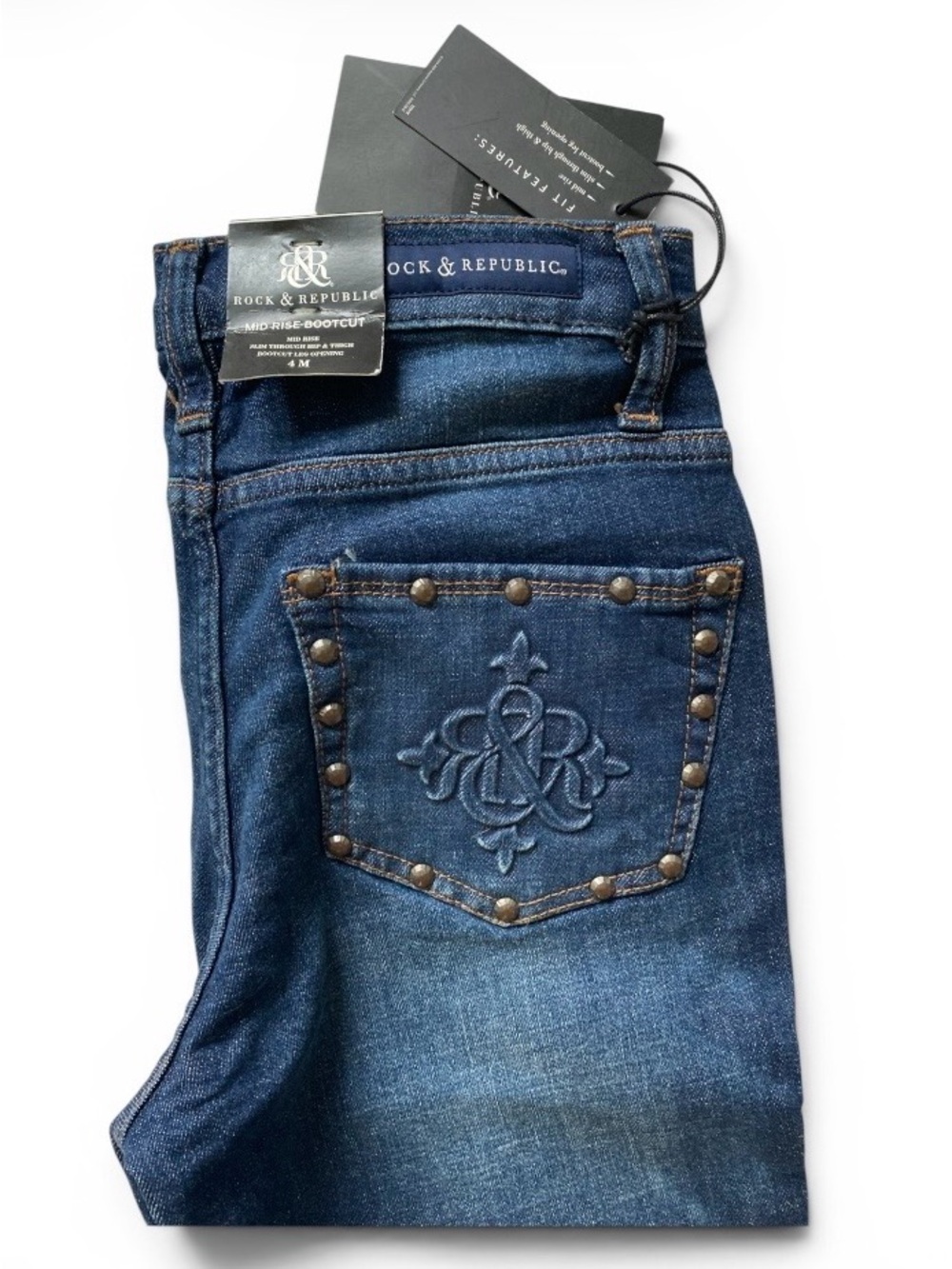 NEW - SZ 4 mid rise bootcut Rock & Republic jeans - Picture 3 of 6